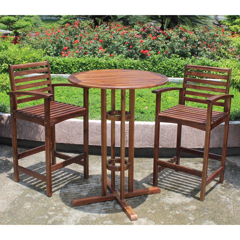 Appollonia 2 - Person Acacia Wood Patio Dining Set with Round Table