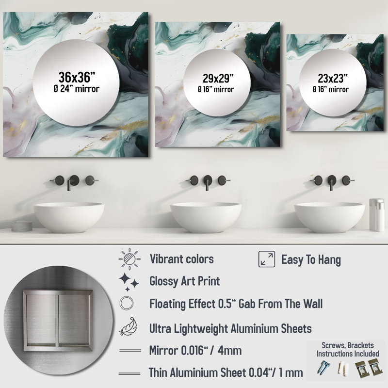 Art mural en miroir Fariyah, 29 po x 29 po