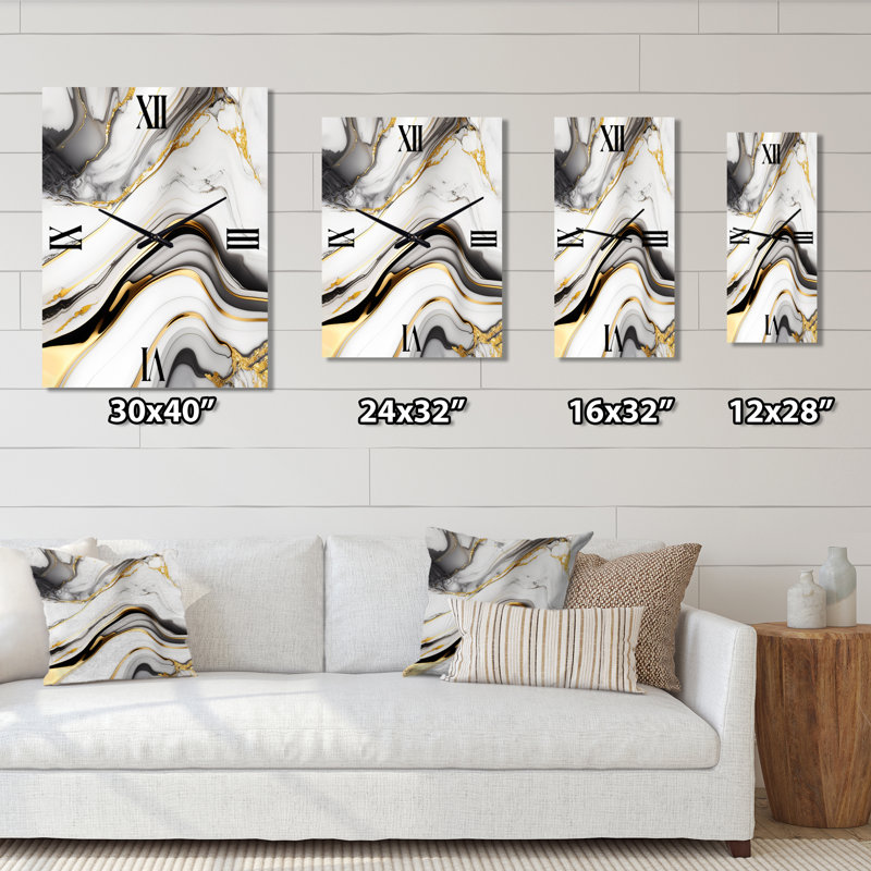 Horloge murale abstraite Geode Marble Waves IV, H 40 po x l 30 po x P 1 po