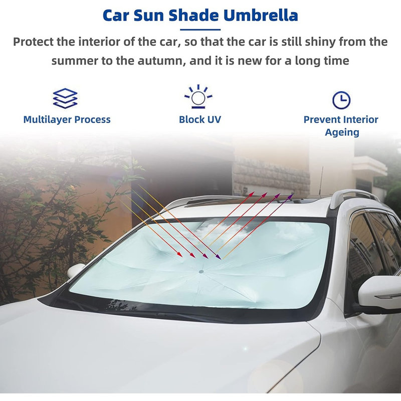 Parasol de pare-brise pliable pour voiture avec pare-soleil et protection contre les rayons UV
