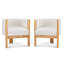 Ensemble de 2 chaises de salle à manger rembourrées, structure en bois d'hévéa naturel et tissu Boucle, fauteuils modernes pour la salle à manger et le salon, capacité de 225 lb