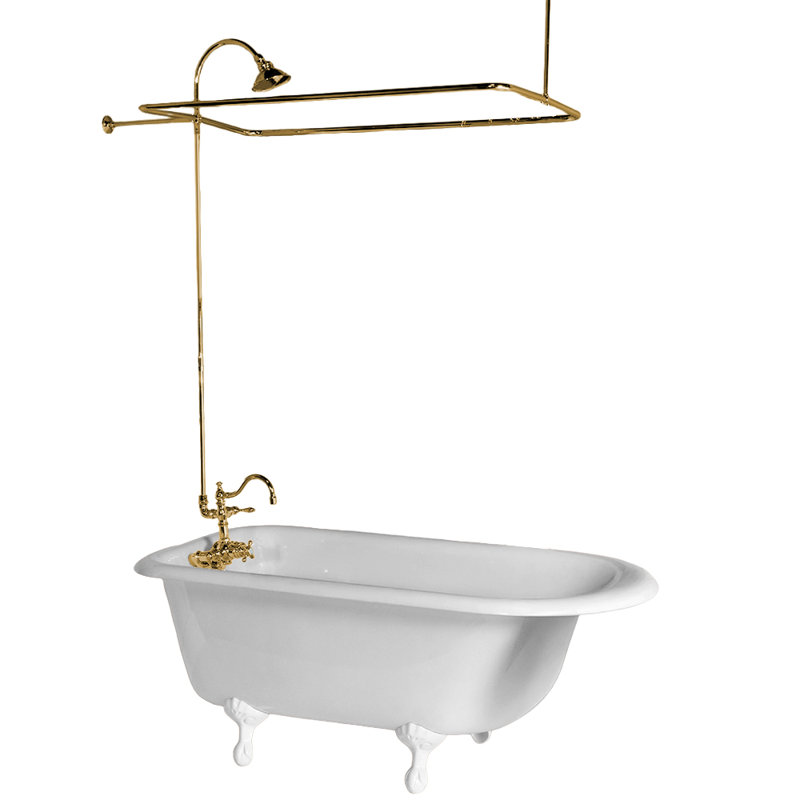 Strom Living Thermostatic Exposed Enclosure Shower Set with Shower Head and 65" Riser, Unlacquered Satin Brass