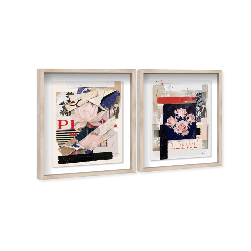 Milano Collage Set Shadowbox Floral & Botanical Print by Oliver Gal, Black Frame, 16 x 20, 31.5"H x 37.5"W