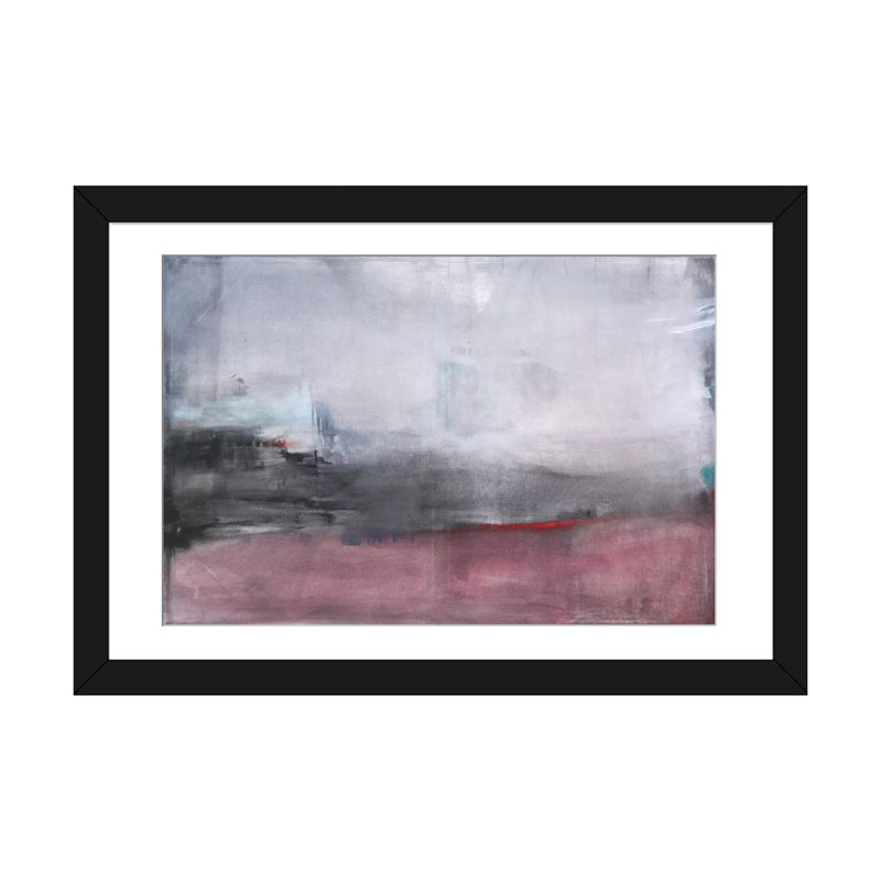 Reproduction d'art sur toile tendue, H 16 po x l 24 po x P 1 po, Papier beaux-arts encadré noir, Blanc