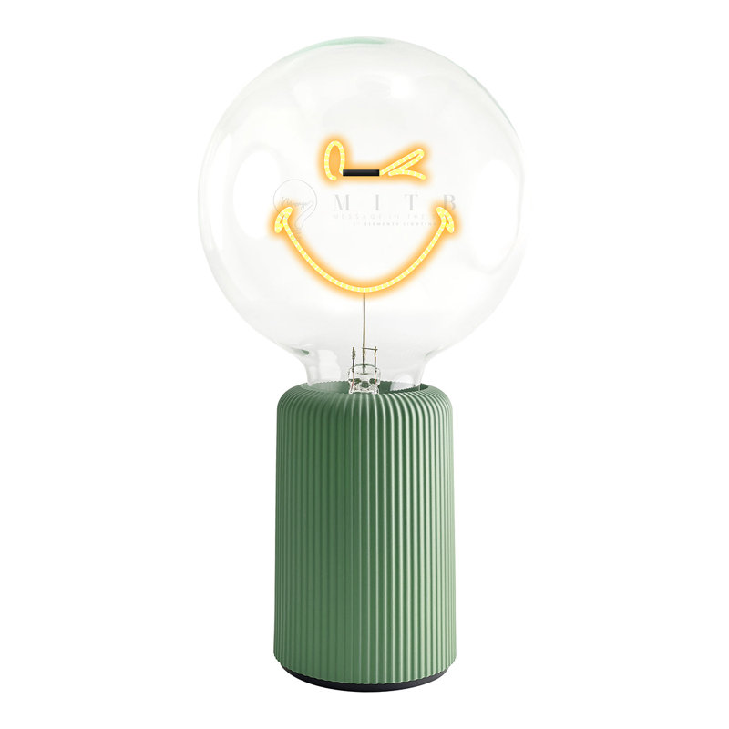 Lampe de table ambre avec base SMILEY, H 19 po x l 6,8 po x P 13 po, Vert