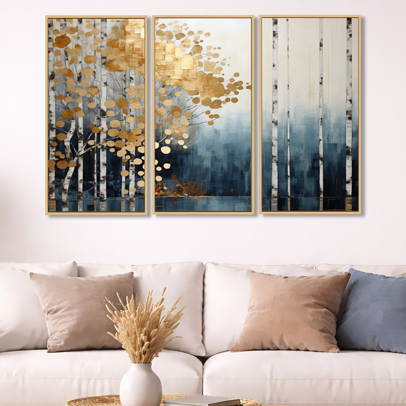 Ensemble de salon Fellner - Forest Wall Art, H 32 po x l 48 po x P 1 po, Natural Floater Framed