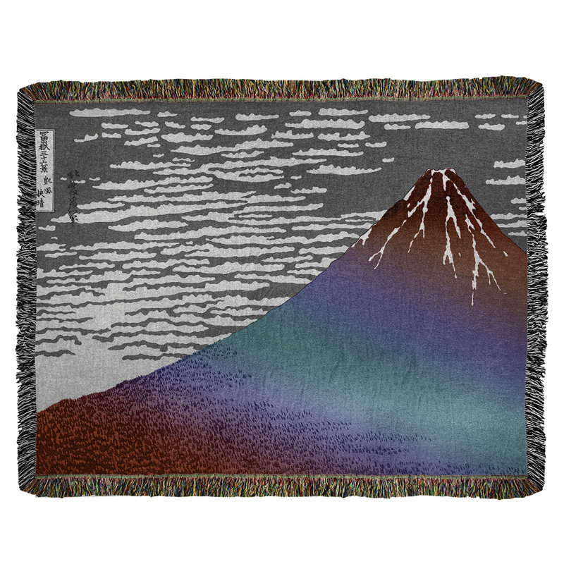 Jeté en coton clair au vent clair katsushika hokusai,, Rouge / dégradé bleu