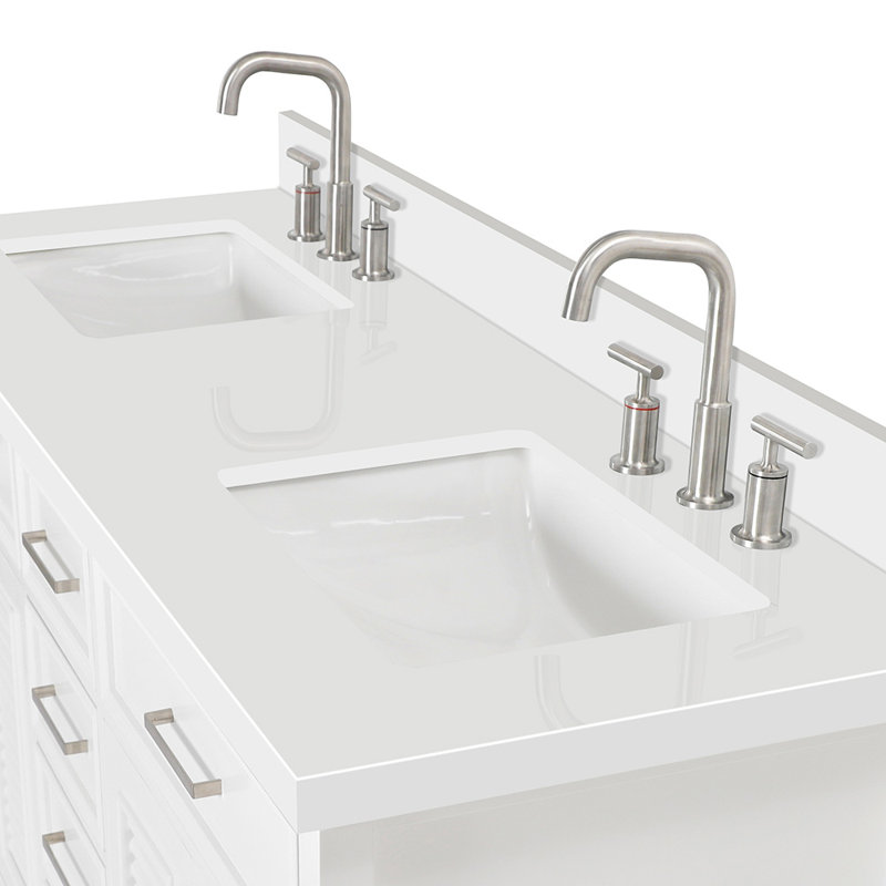 Kensington 61'' W Double Vanity, Rectangular, White, Pure White Quartz