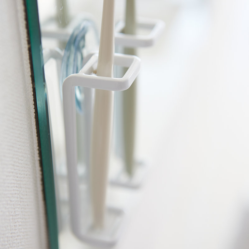 White Steel Minimalist Dual Toothbrush Holder