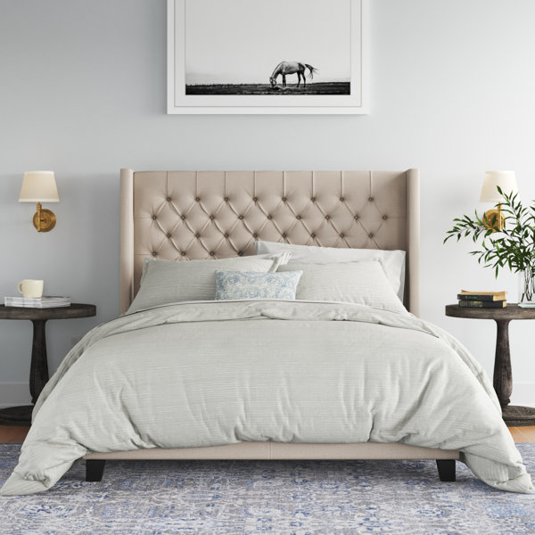 Three Posts™ Upholstered Wingback Bed & Reviews | Wayfair