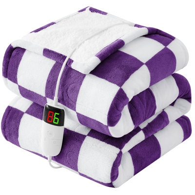 Sherpa Heated Blanket Warmer for Adults, Electric Printed Blanket