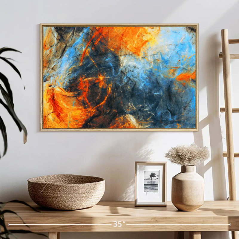 Bradham Lava Swirls, 25 po x 17 po, Cadre flottant en bois naturel