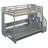 Full Over Full Size Murphy Bed With Hydraulic Lift & Desk Design, Gray
