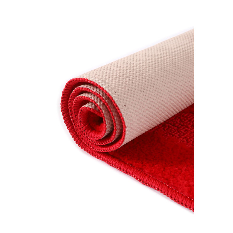 Premium Red Bathmat, 100% Polypropylene, 0.5 in Pile Height, 0.5 in Sponge Height, Total Thickness: 0.4 in | Non-Slip Natural Latex Sole, Machine Washable at 30°F | Soft, Durable & Stylish for Bathroom Comfort