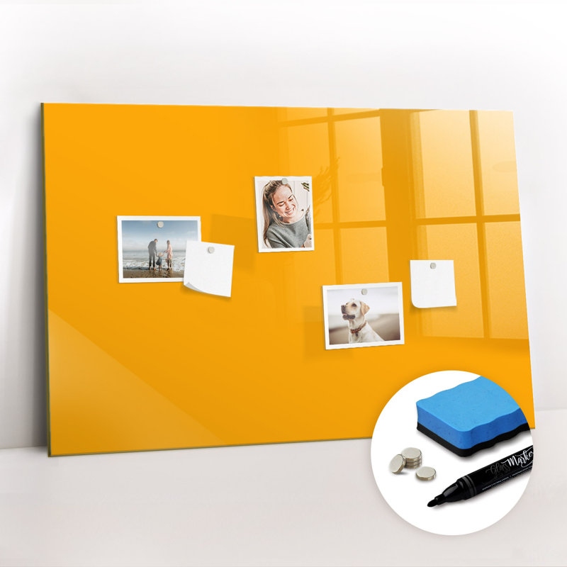 Magnetic Glass Dry Erase Board, Golden Yellow