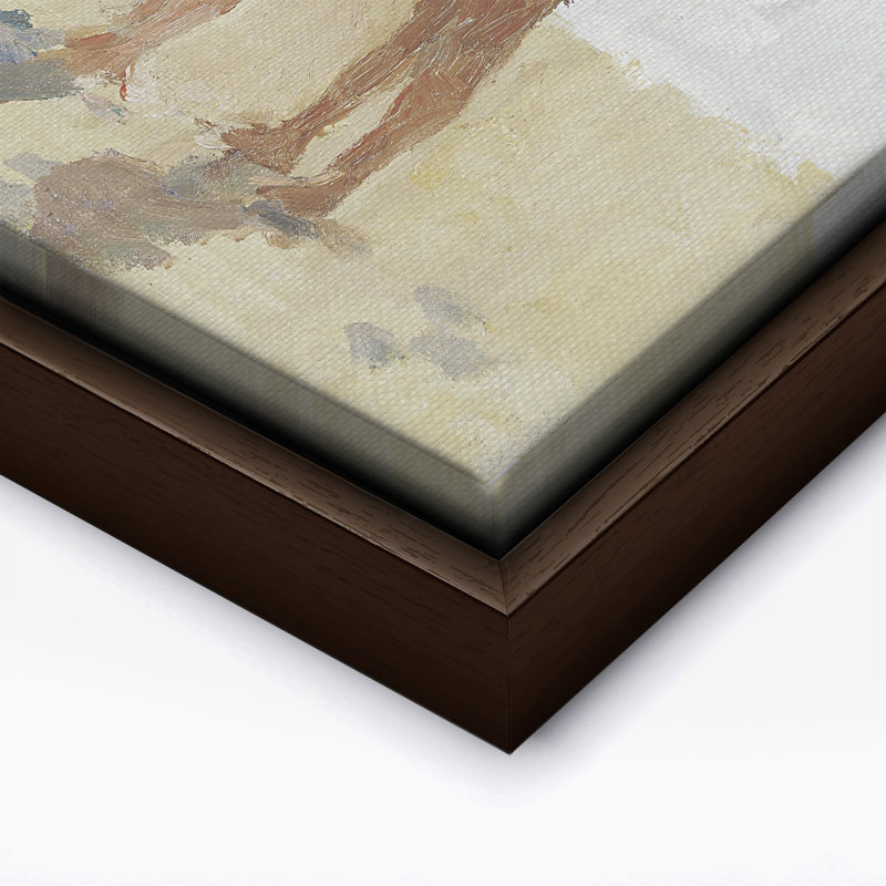 Isaac Isaac - Mesdames sur la plage, 24"H x 32"W, Canvas, Brown Framed