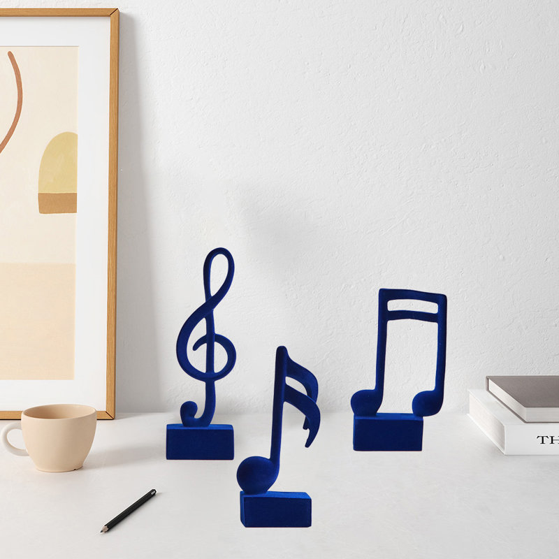 3 pièces de notes de musique pour décor de tablette, Bleu