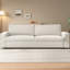 212cm Beige Teddy Fleece 2-Seater Sofa, Deep Seat Sofa with Wide Armrests for Living Room