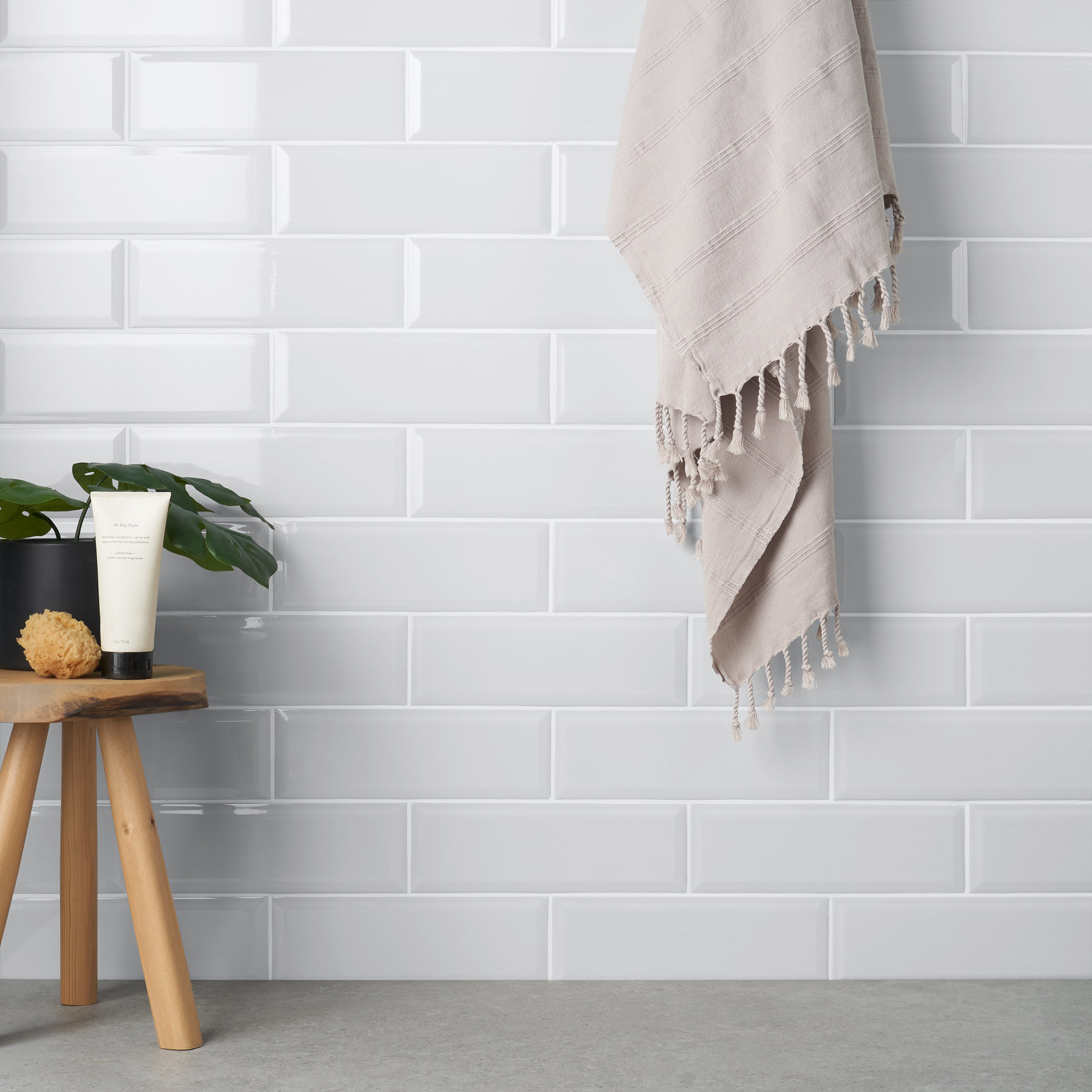 Danvers 3.93" x 11.81" Polished Beveled Ceramic Subway Wall Tile, White