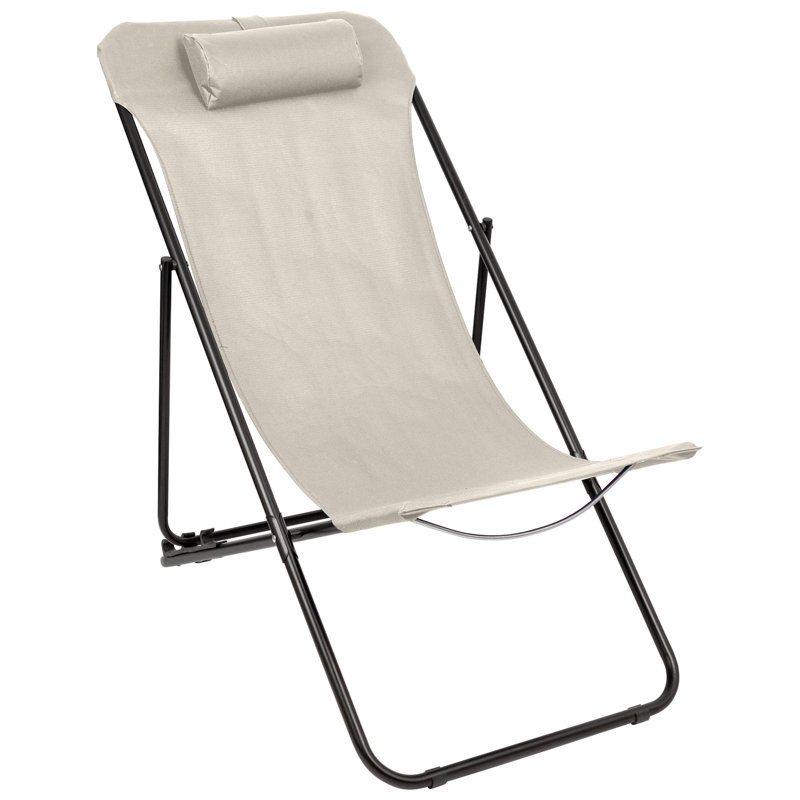 Folding Deck Chair, Beige