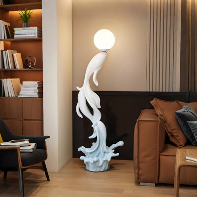 Lampe de plancher de 30,71 po en résine irrégulière bleue et blanche