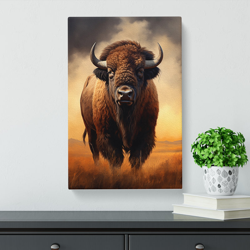 Bison Digital No.2 - Wrapped Canvas, 76cm H x 50cm W x 3cm D