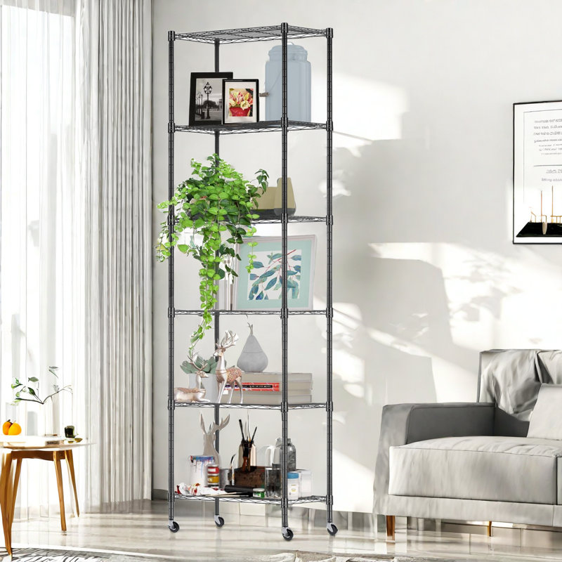 Luanni 21.26'' W Metal Height -Adjustable Shelving Unit, Black