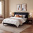 King Size Bed Frame with Wingback Headboard, Velvet Upholstered Platform Bed Frame with Sturdy Wooden Slats Support, No Box Spring Needed, Easy Assembly, White-123826812-123826816