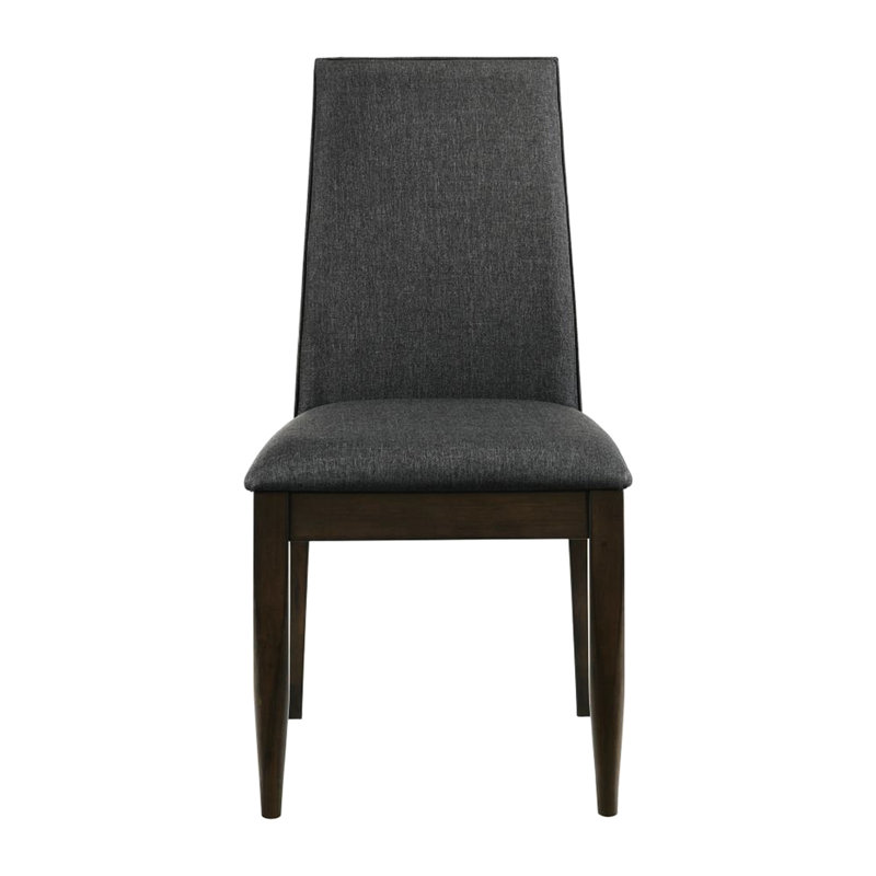 De 2 chaises de salle à manger en tissu gris et noyer foncé - élégant et pratique (2), finition moderne
