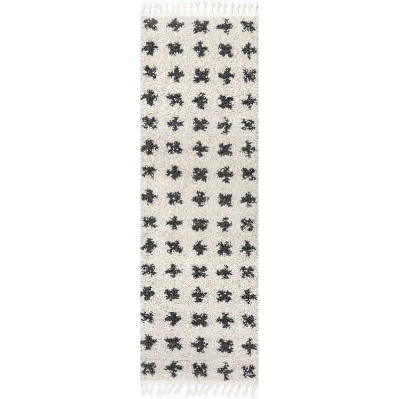 Tapis à poil long Biviana Tribal, Tapis de couloir 2 pi 8 po x 8 pi 2 po