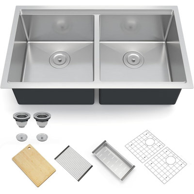 Stainless Steel Undermount Workstation Sink - 16G Bowl with Noise Defense & Scratch-Resistant Finish for Modern Kitchens