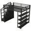Lit mezzanine double en métal pleine grandeur avec rangement, design industriel moderne