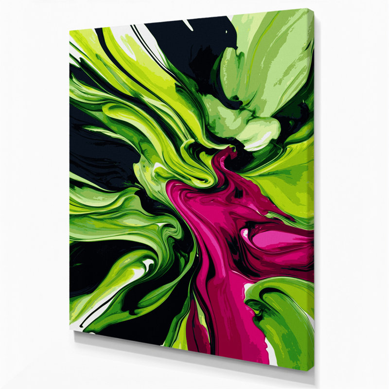Aquarelle abstraite 88, art mural sur toile verte, H 11 po x l 14 po