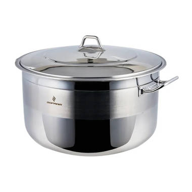 Camerons 24 Quart Stock Pot with Lid - Tri-ply 18/10 Professional Grade  Induction Ready Stainless Steel Sauce Pot w/Handles - Stick Resistant  Interior