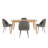 Farrish Mid-Century Modern Tapered Dining Set - Herringbone Fabric, 63" Dining Table And 4 Chairs-711532043-711532037