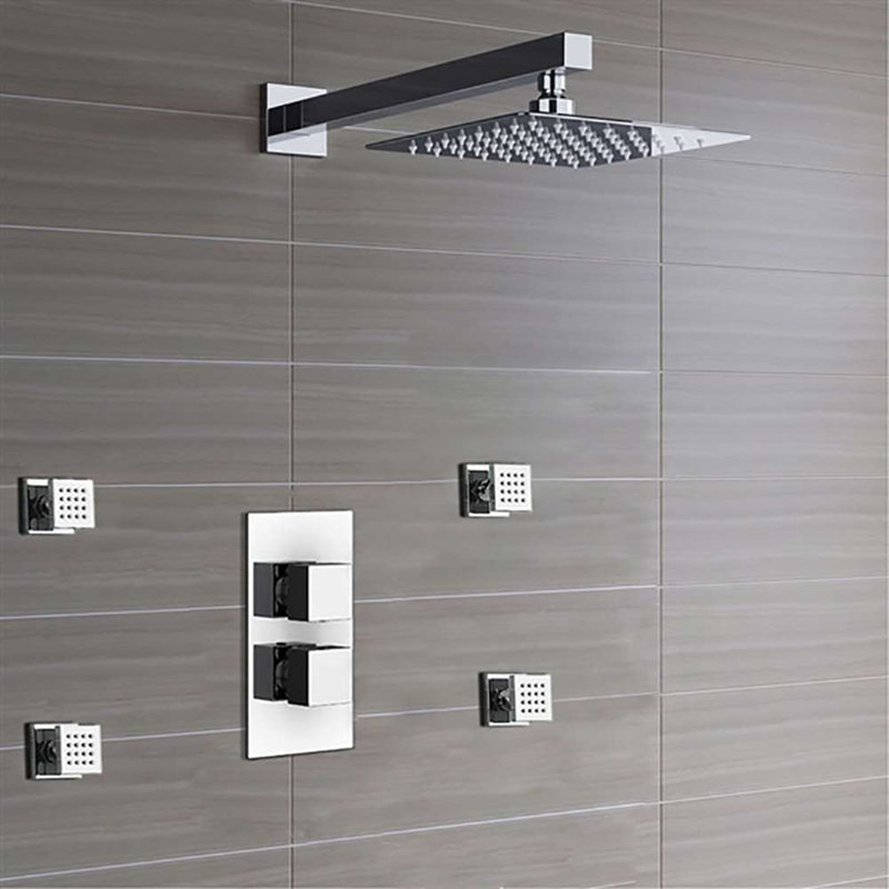Tête de douche thermostatique Bathselect Leo avec jets de massage réglables