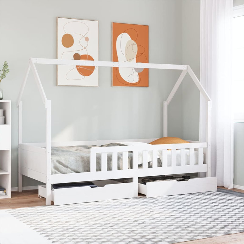 Ariane Standard House Beds with Trundle Included, 80 x 200 cm, White