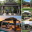 Pavillon de jardin Kingston 16 x 12, pavillon en acier à toit rigide avec rideau et filet - Poteaux en aluminium SUNJoy Kingston-115709045