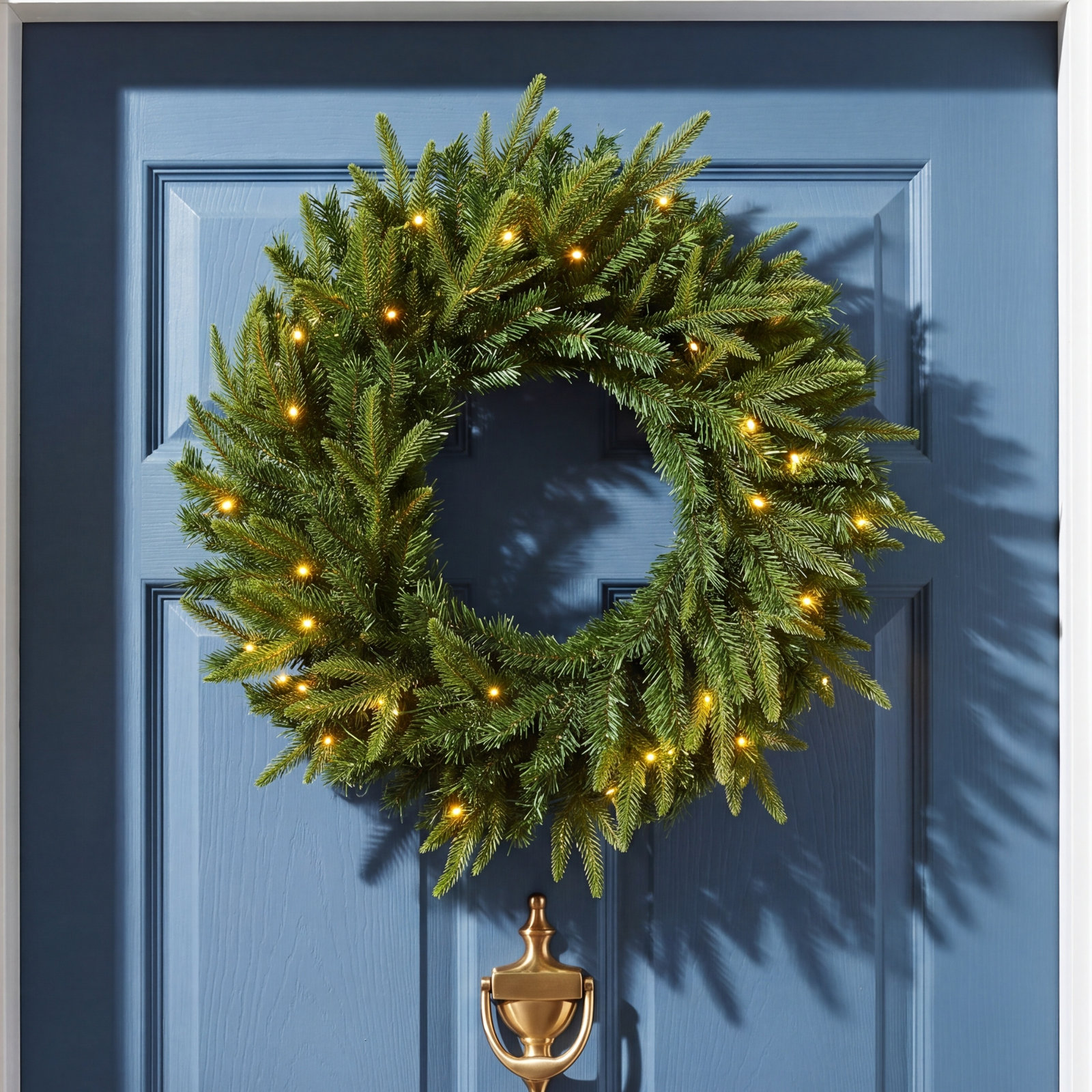 24'' Faux Pine Lighted Silk, Pinecones Wreath