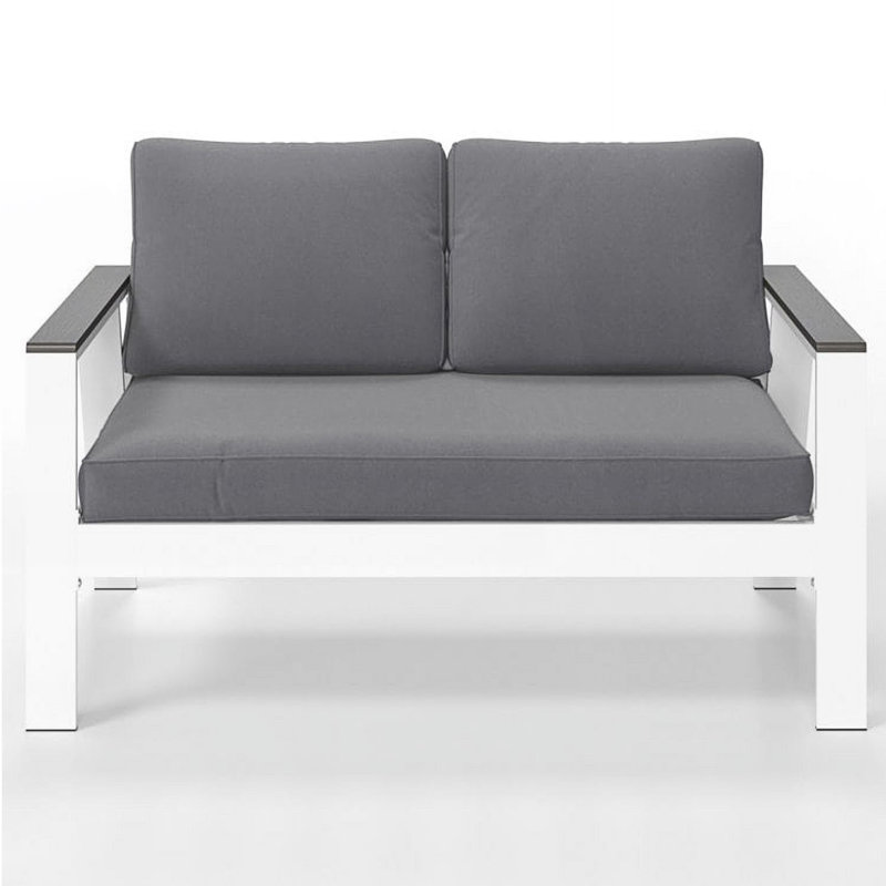 All-Weather Aluminum Patio Loveseat With Angled Backrest
