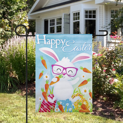 Happy Easter Bunny With Carrots Outdoor House Flag 28" X 40"