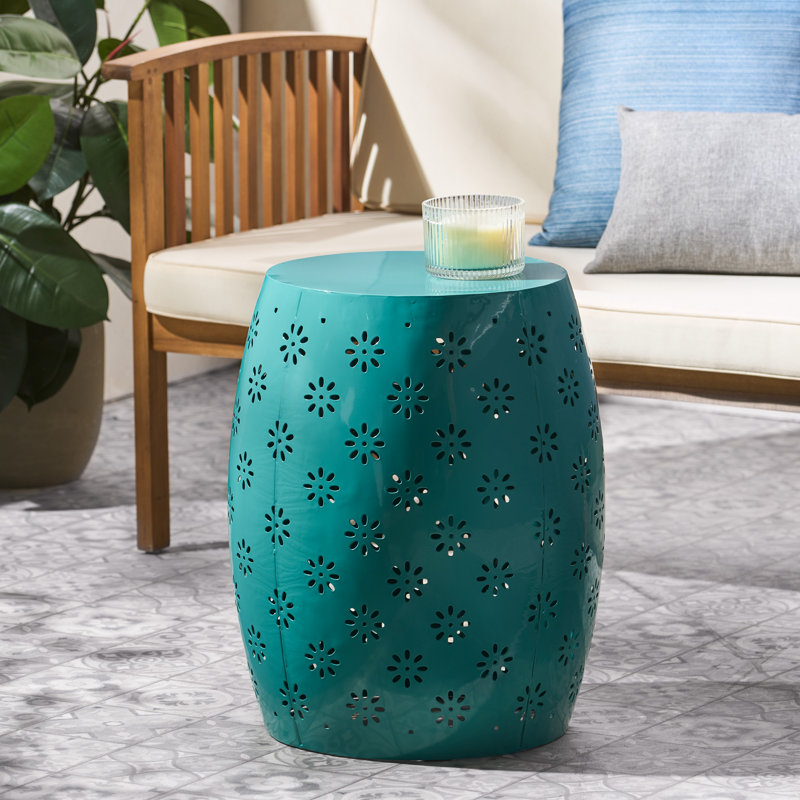 Table d'appoint en métal Pastrana, Bleu sarcelle