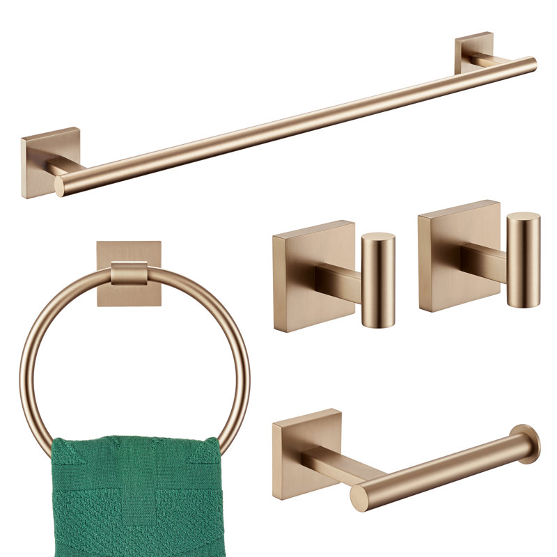 5 Piece Bathroom Hardware Set, Champagne Bronze