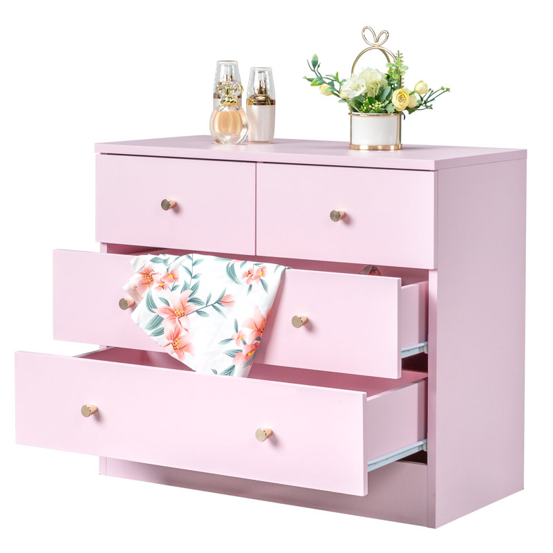 Arignote 4 - Drawer Storage Cabinet, Pink