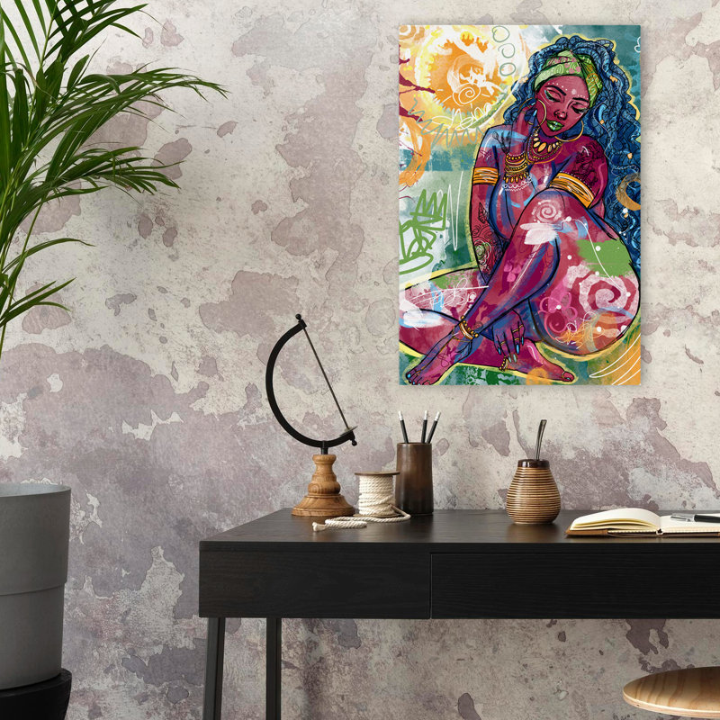Isoke - Art contemporain afro-américain figuratif multicultural, H 24 po x l 16 po