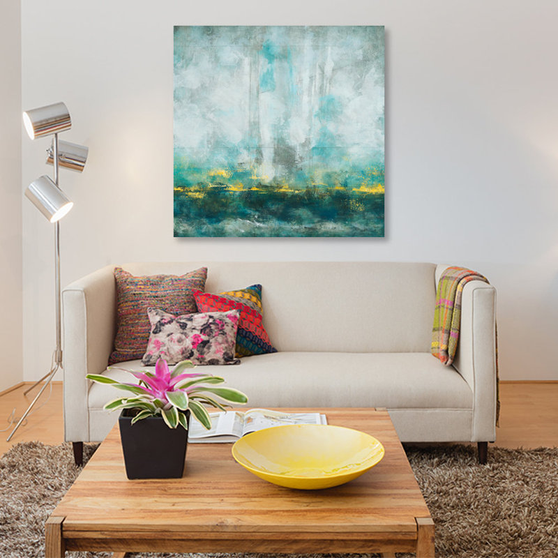 «Aqua Blu», reproduction sur toile, H 12 po x l 12 po x P 0,75 po, Pas de tapis, Toile tendue