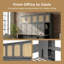 Lit escamotable multifonctionnel Hamilton avec bureau et armoires en rotin, lit mural peu encombrant pour bureau à domicile-133072295
