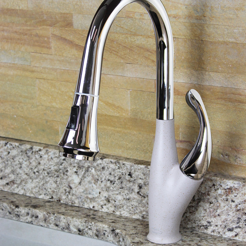 Transolid Layla Pull Out Kitchen Faucet, Polished Chrome/Cafe Latte