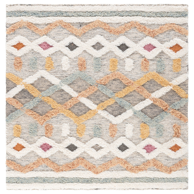 Kara Hand-Tufted Wool Ivory Rug, Square 5'