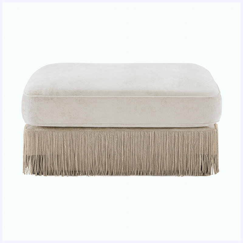 Repose-pieds rembourré en velours beige
